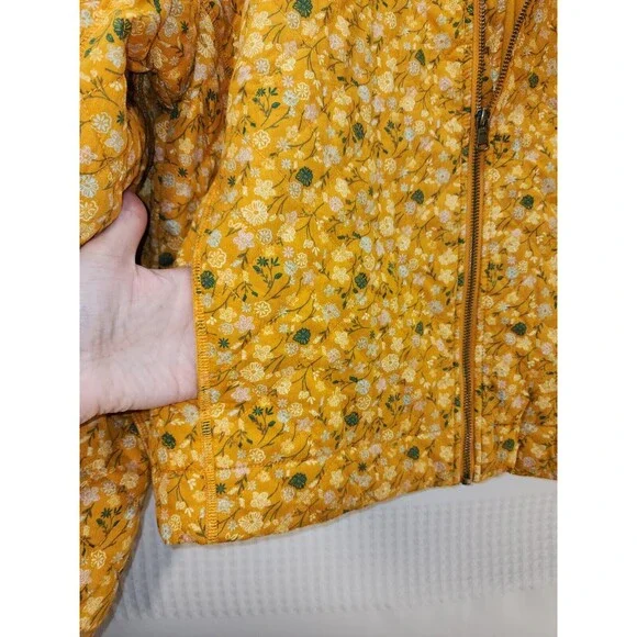 Sonoma Women's Jacket Sz Large 100% Cotton Quilted in Gold Floral Print - Picture 4 of 10